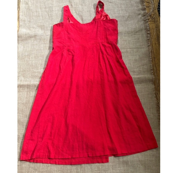 Vintage Spiegel Tomato Red Linen Blend Wrap Dress Size 14 16 Quiet Luxury READ - Picture 3 of 5